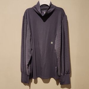 ❤️ NWT! LOFT MOCK NECK MIXED MEDIA BISHOP SLEEVE TOP, XL